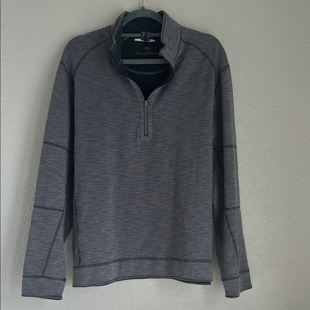 Tommy Bahama Reversible  Gray Half-Zip Sweater